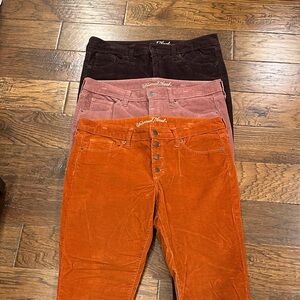 Three Pairs Universal Thread Women's Corduroy Pants - Orange, Pink, Maroon